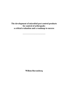 The Development of Microbial Pest Control Products for Control of Arthropods: a Critical Evaluation and a Roadmap to Success __