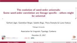 Some Word-Order Correlation Are Lineage Specific