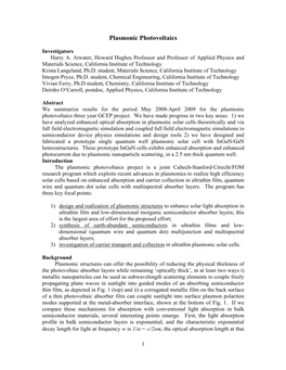2.2.10 Plasmonic Photovoltaics