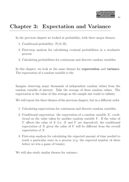 Chapter 3: Expectation and Variance