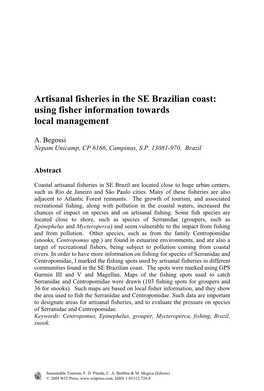 Artisanal Fisheries in the SE Brazilian Coast: Using Fisher Information Towards Local Management