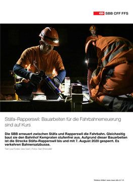 Stäfa–Rapperswil: Bauarbeiten Für Die Fahrbahnerneuerung Sind Auf Kurs