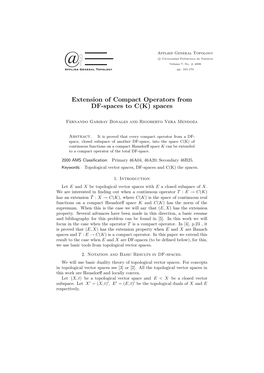 Extension of Compact Operators from DF-Spaces to C(K) Spaces