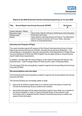 Annual Report and Annual Accounts 2019/20 Enclosure D