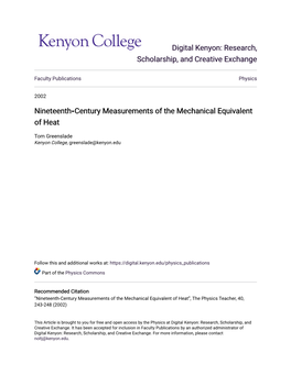 Century Measurements of the Mechanical Equivalent of Heat