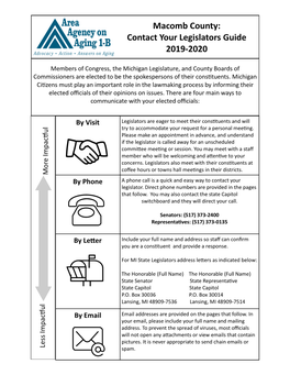 Macomb County: Contact Your Legislators Guide 2019-2020