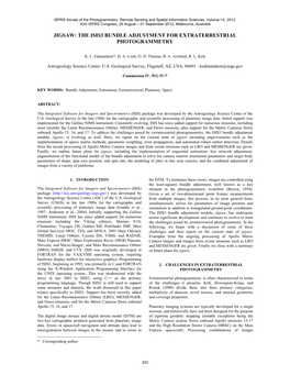 The Isis3 Bundle Adjustment for Extraterrestrial Photogrammetry