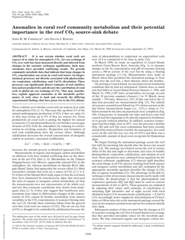 Anomalies in Coral Reef Community Metabolism and Their Potential Importance in the Reef CO2 Source-Sink Debate