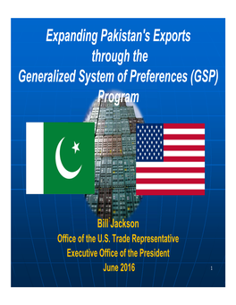 Expanding Pakistan's Exports Through the Generalized System of Preferences (GSP) Program