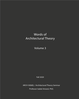 Words of Architectural Theory