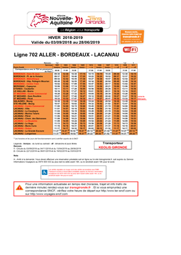 Ligne 702 ALLER - BORDEAUX - LACANAU