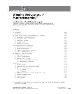 CHAPTER 2020 Wanting Robustness in Macroeconomics$