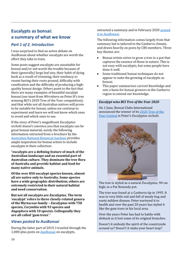 Eucalypts As Bonsai: Extracted a Summary and in February 2020 Posted It to Ausbonsai