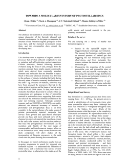 1 Towards a Molecular Inventory of Protostellar