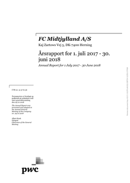 Godkendt Årsrapport for FC Midtjylland 2017/2018