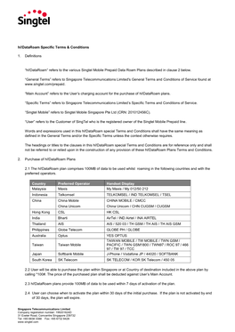 “Hi!Dataroam” Refers to the Various Singtel Mobile Prepaid Data Roam Plans Described in Clause 2 Below