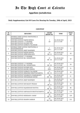Daily Cause List Dated 20.04.2021