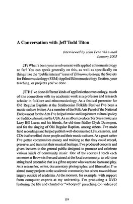 A Conversation with Jeff Todd Titon