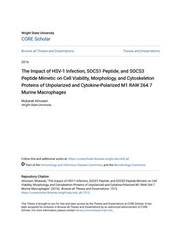 The Impact of HSV-1 Infection, SOCS1 Peptide, And