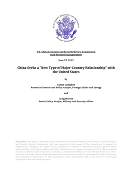 “New Type of Major-Country Relationship” with the United States
