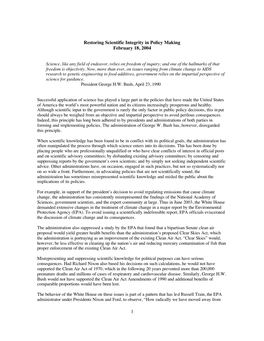 1 Restoring Scientific Integrity in Policy Making February 18, 2004