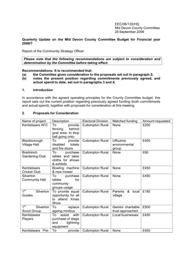 Sc130906mdcc Quarterly Update County Committee Budget 2006–