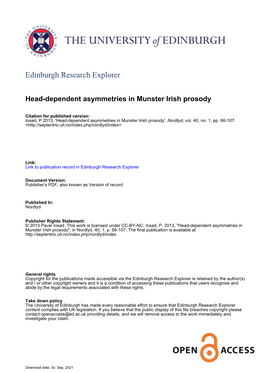 Head-Dependent Asymmetries in Munster Irish Prosody