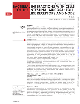 Bacterial Interactions with Cells of the Intestinal Mucosa: Toll- 1182 Like Receptors and Nod2