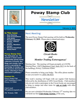 Poway Stamp Club Newsletter Highlights One of Its Members Each Issue