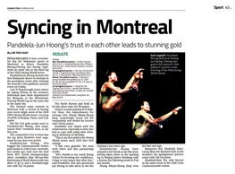 Syncing in Montreal Pandelela-Jun Hoang's Trust in Each Other Leads to Stunning Gold