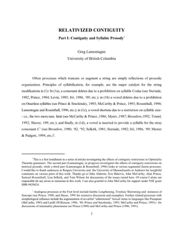 Relativized Contiguity: Part II: Contiguity and Metrical Prosody”