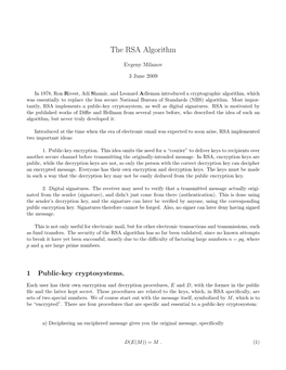 The RSA Algorithm