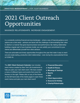 2021 Client Outreach Opportunities