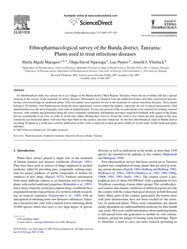 Plants Used to Treat Infectious Diseases Sheila Mgole Maregesi A,B,∗, Olipa David Ngassapa A, Luc Pieters B, Arnold J