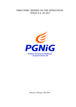 DIRECTORS' REPORT on the OPERATIONS Pgnig S.A. in 2015