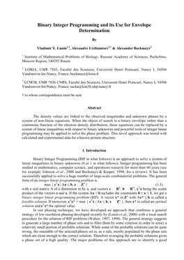 Binary Integer Programming and Its Use for Envelope Determination