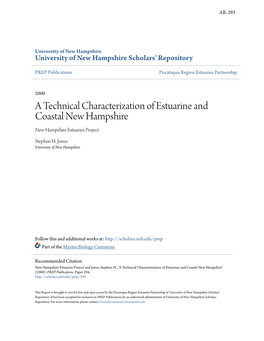 A Technical Characterization of Estuarine and Coastal New Hampshire New Hampshire Estuaries Project