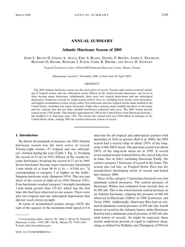 ANNUAL SUMMARY Atlantic Hurricane Season of 2005