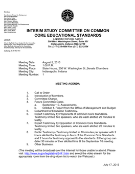 NT 8/5/2013 Interim Study Committee on Common Core Educational Stand