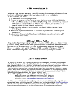 NEB Newsletter #1