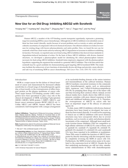 Inhibiting ABCG2 with Sorafenib