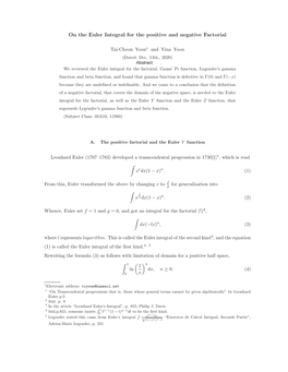 On the Euler Integral for the Positive and Negative Factorial