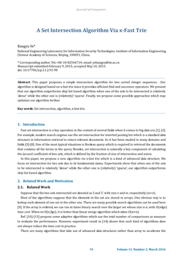 A Set Intersection Algorithm Via X-Fast Trie