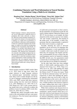 Combining Character and Word Information in Neural Machine Translation Using a Multi-Level Attention