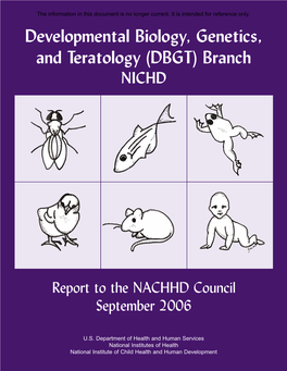 Developmental Biology, Genetics, and Teratology (DBGT) Branch NICHD