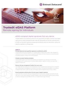 Trustedx Eidas Platform Remote Signing for Individuals