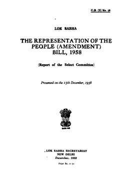 The Representation of the People (Amendment) Bill, 1958