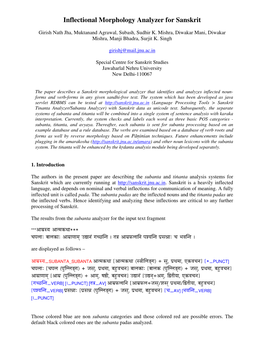 Inflectional Morphology Analyzer for Sanskrit