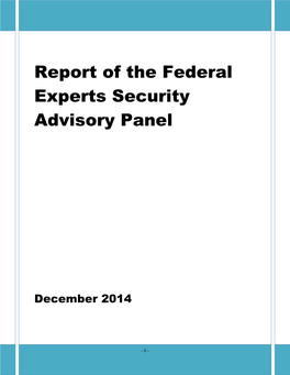Report of the Federal Experts Security Advisory Panel (FESAP)