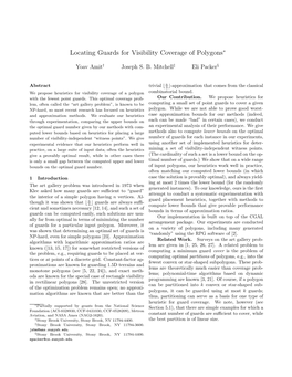 Locating Guards for Visibility Coverage of Polygons∗